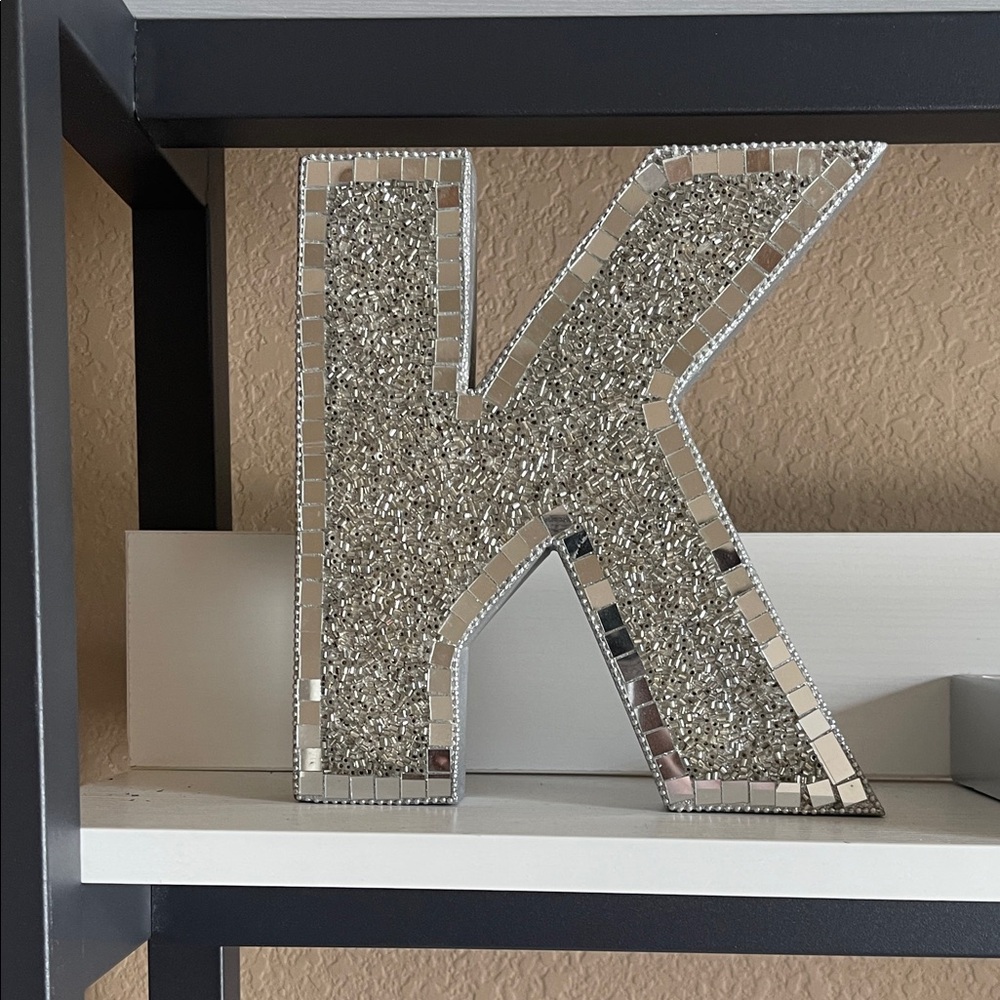 Silver Mosaic Letter K Decor